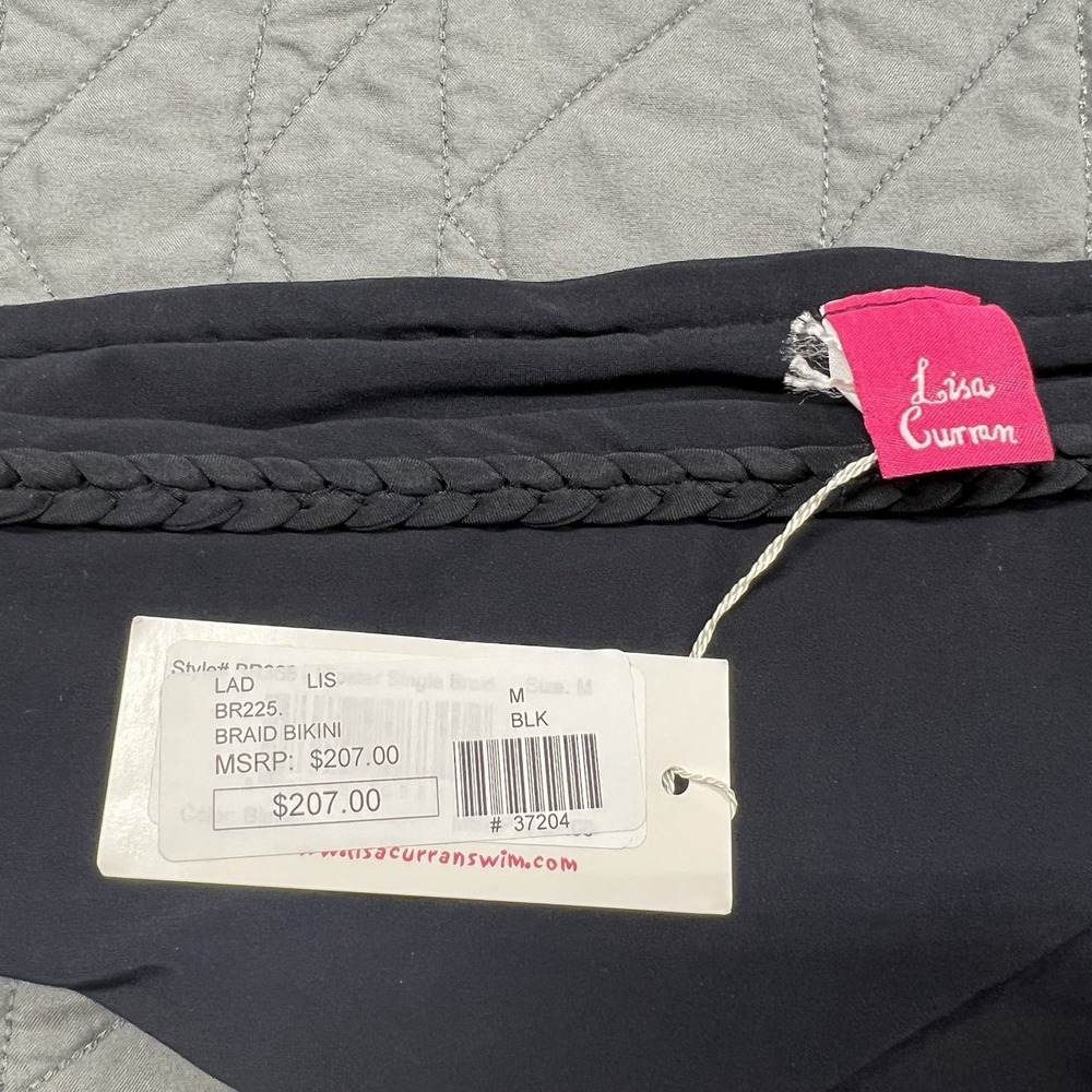 Lisa Curran Black Swim Braid Bikini Bottom NWT Women's Medium $207 MSRP - Picture 2 of 6